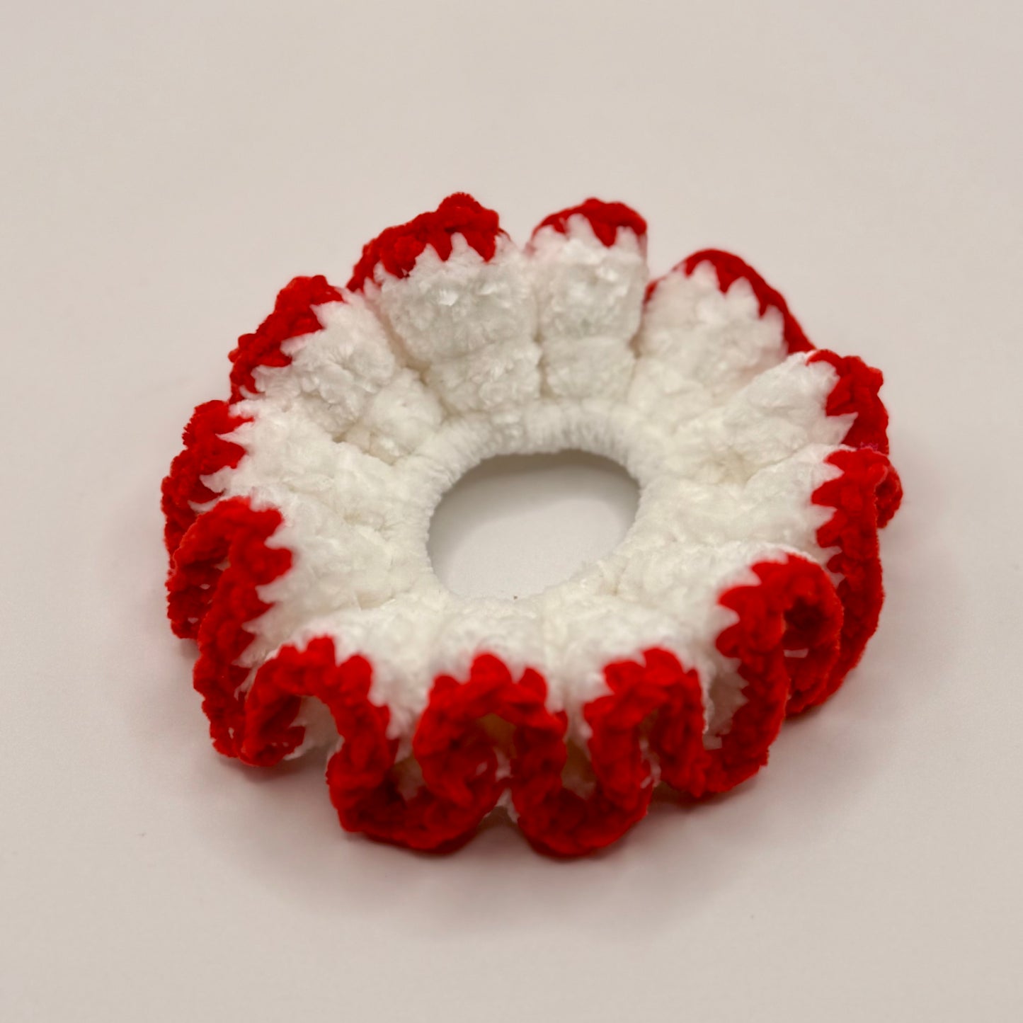 Red/White Chenille Scrunchie