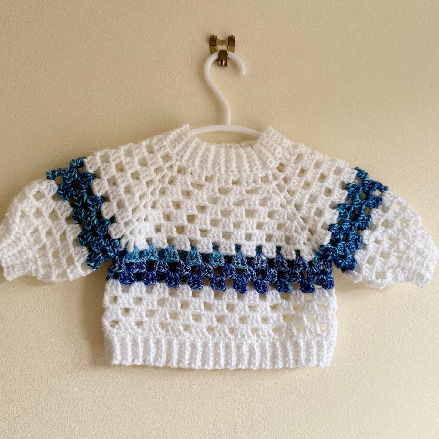 White/Blue Granny Jumper 0-3Months