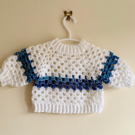 White/Blue Granny Jumper 0-3Months
