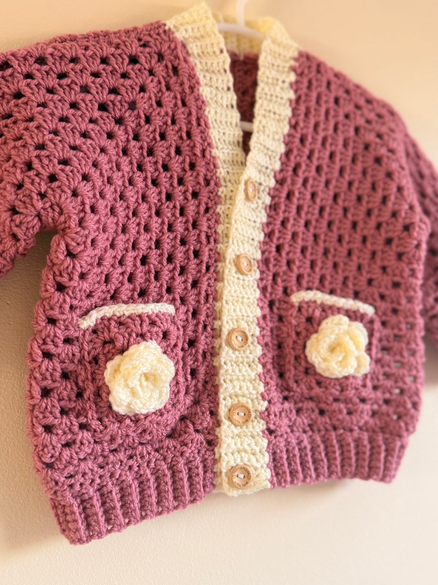 Dusky Rose Granny Cardigan (1-2Years)