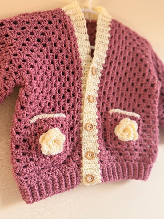 Dusky Rose Granny Cardigan (1-2Years)